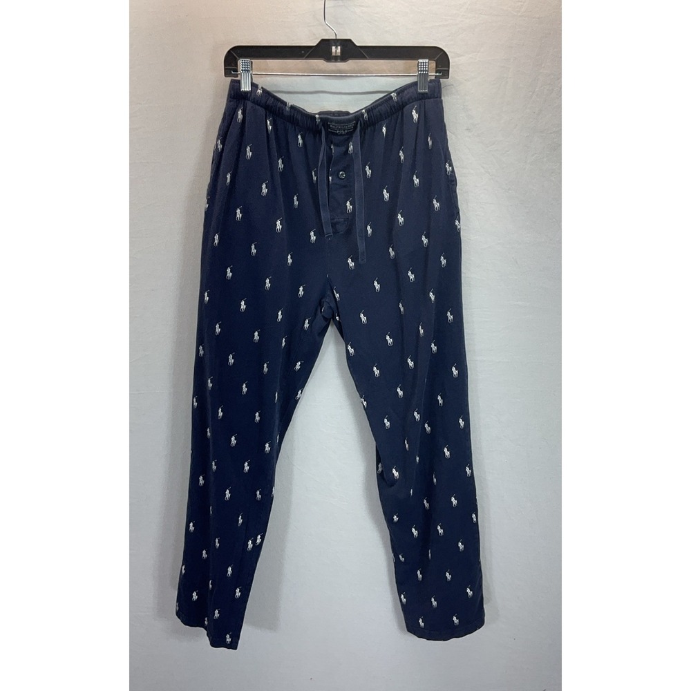Polo Ralph Lauren Men's Pajama Pants Size M Navy Blue Sleepwear Pony AOP Classic